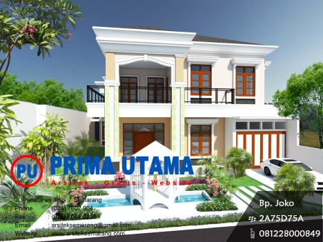 Fasad Rumah Minimalis Klasik 2 Lantai Bp. Diyudi di Banjarnegara